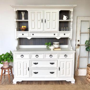 White Farmhouse Hutch - Shabby Chic Painted Furniture 