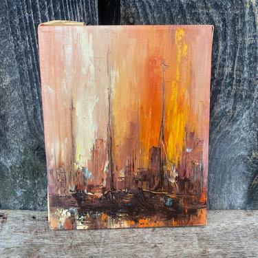 Small Abstract Boat Painting -- Abstract Nautical Painting -- Nautical Painting -- Vintage Nautical Painting -- Abstract Painting - Nautical 