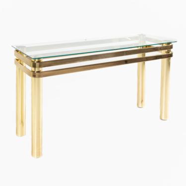 Milo Baughman Style Mid Century Brass Sofa Table - mcm 