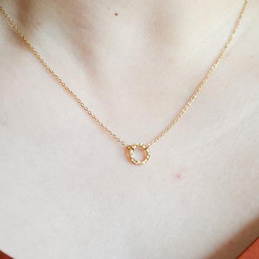 Alexis gold dainty circle Necklace, Gold tiny circle charm Necklace, Gold Necklace, Dainty Necklace, gold small circle necklace, tiny circle 