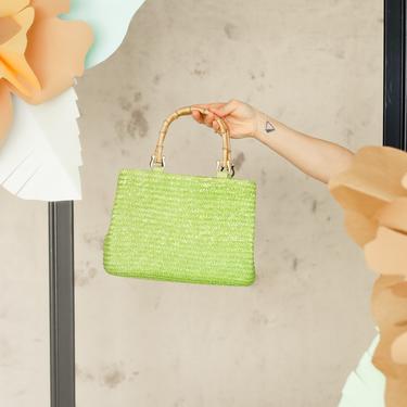 Lime Straw Tote Bag