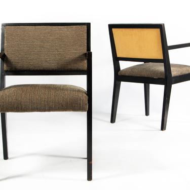 Set of Two Side Chairs Attributed to Edward Wormley for Dunbar Chairs in Distressed Black, USA 