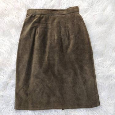 Vintage Soft Green Leather Skirt // Natural High Waisted Pencil Skirt 
