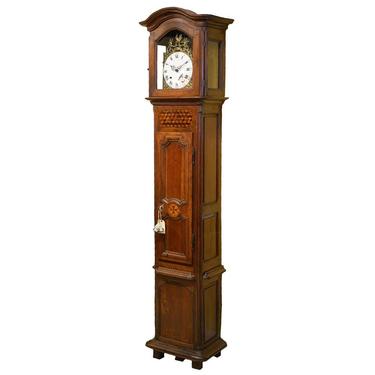 Late 18th Century French Provincial Walnut and Marquetry Tall Case Clock