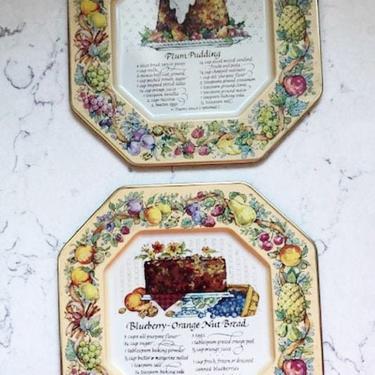 Decorative recipe plates | Vintage Metal home decor | Cooking collectables I 1982 Avon Hospitality Sweets Recipe Tin Plates wall decor by LeChalet