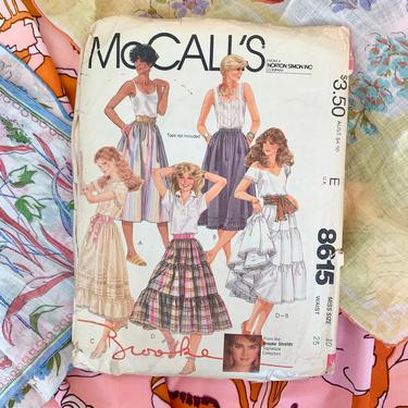 McCalls Vintage Sewing Pattern, Brooke Shields 1983, Tiered Skirt, Prairie, Peasant, Cottage Core, Boho, Complete with Instructions 
