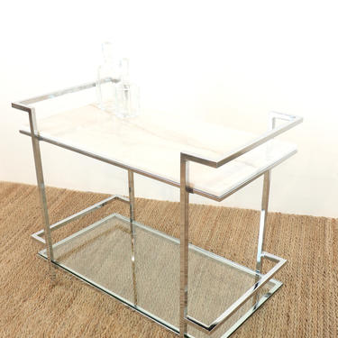 Marble Top and Chrome Bar Cart