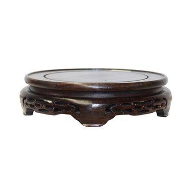 Chinese Brown Wood Handmade Round Table Top Stand Display Easel ws878E 