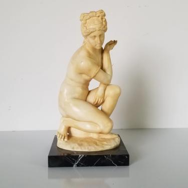 A. Santini Italian Classic Venus Nude Female Sculpture on Marble Base 