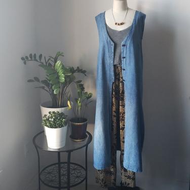 Vintage 1990s Blue Denim Jumper Duster Dress | Vintage Jean Dress 