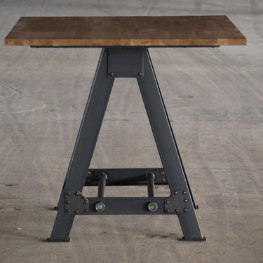 Industrial A frame Table Kitchen Island Oak top by CamposIronWorks