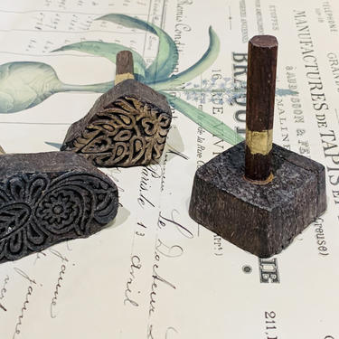 Antique Batik Stamp with Handle | Ink Stamp | Wood Stamp | Fabric Stamp | Indian Stamp | Botanical Stamp | Block | Primitive Art Supplies 