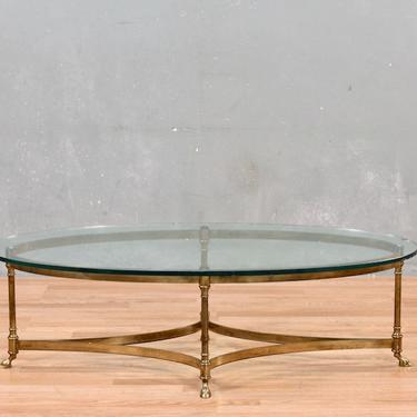Regency Brass &amp; Glass Hooved Coffee Table – ONLINE ONLY
