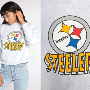 Pittsburgh Steelers Shirt 90s Sweatshirt Football Sweatshirt NFL Shirt Grey Jumper 1990s Sports Top Vintage 80s Small S 