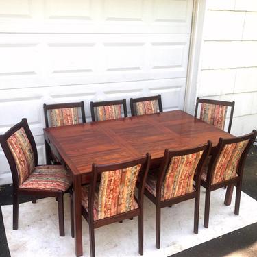 Scandinavian Modern Rosewood Dining Room Set w/ 8 Chairs 