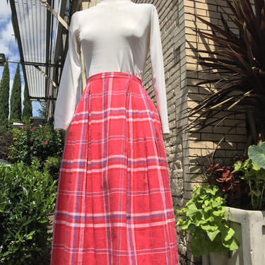 80's Christian Dior Skirt | vintage Dior | Cotton plaid wrap style skirt | lightweight summer frock| size 28&quot; waist 