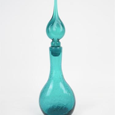 Blue Art Glass Decanter with Stopper