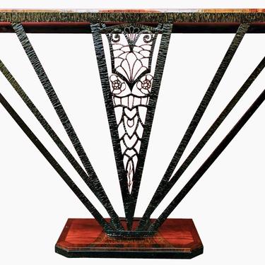 Art Deco Rosewood and Iron Console Table Unique