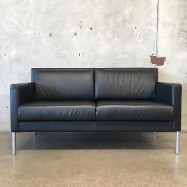 Black Leather Love Seat by Steelcase