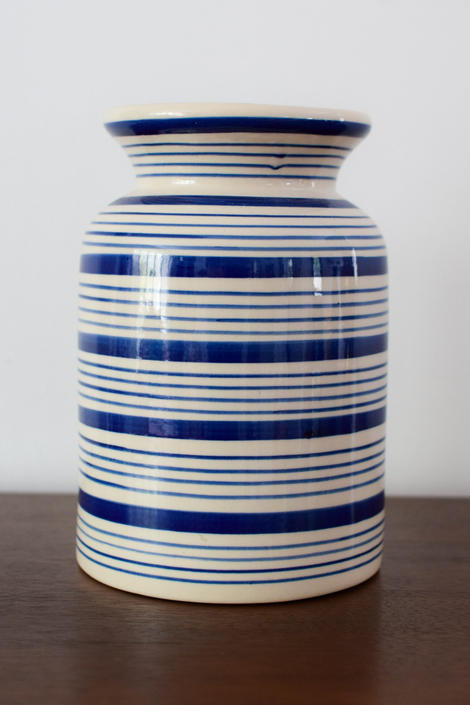 Striped Blue VaseUtensil holder