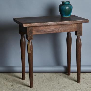 Primitive Colonial Teak Side Table with Turned Legs