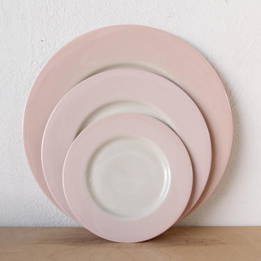 3pc. Vintage White + Pink Porcelain Plate Setting (12 available) 