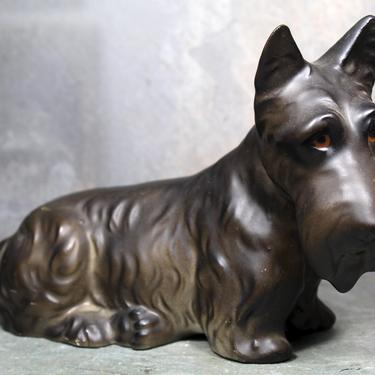 Scottish Terrier Figurine - Circa 1950s - Terrier - Puppy Love - Made in Japan - Vintage Black Terrier Figurine | FREE SHIPPING 