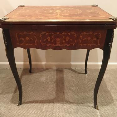 Louis XV style game table c 1900  Origin 'France ' with backgammon drawer 