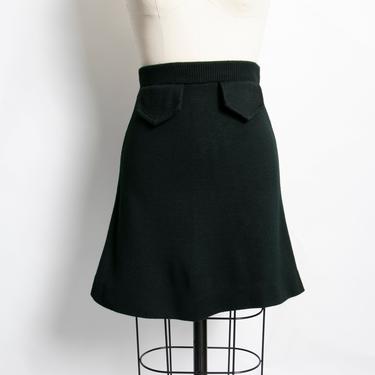 1970s Mini Skirt Black Knit High Waist 70s Small 