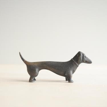 Vintage Metal Dachshund Figurine, Small Dog Figurine, Metal Dog Figurine 