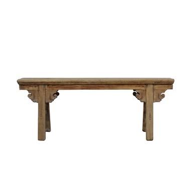 Vintage Chinese Slim Carving Apron Wood Seating Bench cs5494S