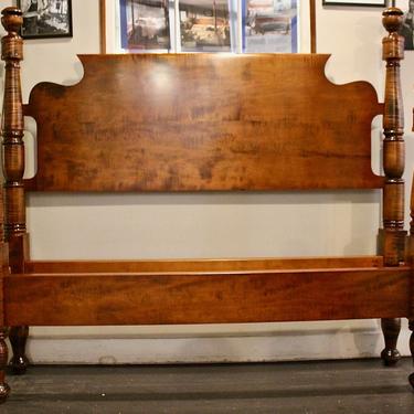 Tulip Top Bed in Tiger Maple, Original Posts Circa 1830, Resized to Queen