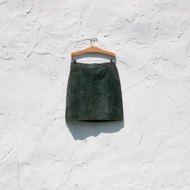 70’s vintage teal high waisted leather mini skirt | vintage 
