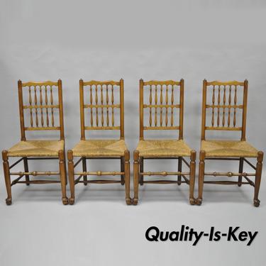 Set 4 L &amp; J G Stickley Fayetteville Queen Anne Cherry Valley Dining Chairs Rush