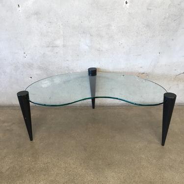 Mid Century Glass Kidney Shaped Coffee Table