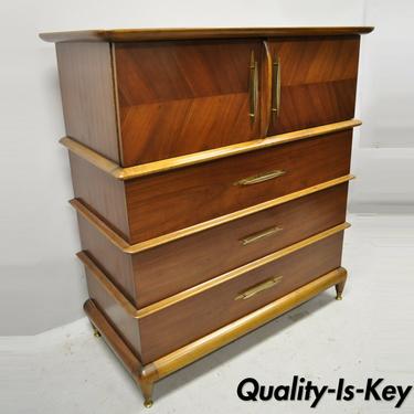 Kent Coffey The Appointment Mid Century Sculpted Walnut Chest Dresser Highboy