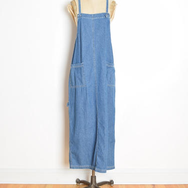 vintage 90s dress CHICO'S denim overalls blue jean long maxi dress grunge M L clothing 