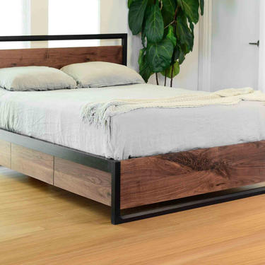 Gorgeous Platform Storage Bed, Underbed Drawers, Solid walnut, Solid wood platform bed, Contemporary bedroom furniture 