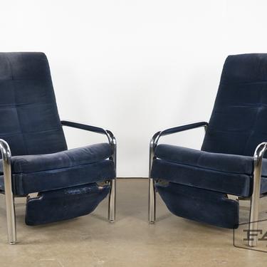 Milo Baughman Thayer Coggin Chrome Lounge Chairs
