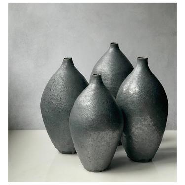 Ships Now- Seconds Sale-  One 10.5&quot; metallic Slate Organic Pod Shaped Stoneware Vase by Sara Paloma Pottery 