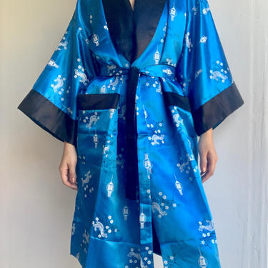 Electric Blue Dragon Kimono Robe 