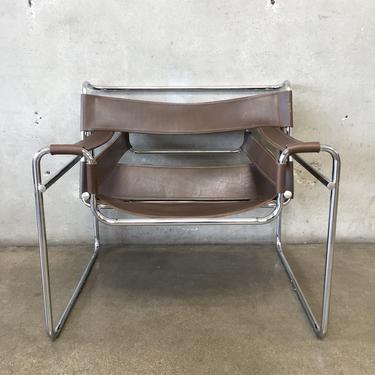 Brown Leather &amp; Chrome Wassily Chair
