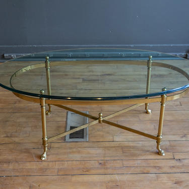 Brass & Glass Oval La Barge Coffee Table
