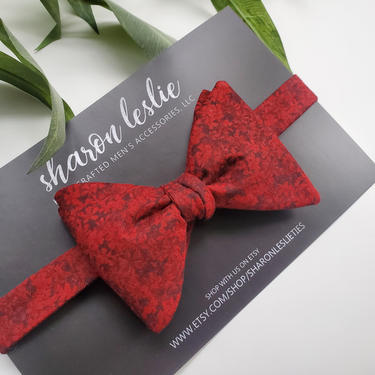 Floral Self-Tie Bow tie || Bow tie || Cotton Bow tie || Self-tie Bow tie || Garnet Bow tie || Sharon Leslie 