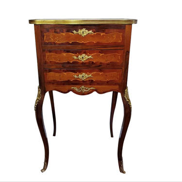 Spectacular 19th Century French Louis  XV Exotic Marquetry Ormolu Mounted Chiffonier Dressing Table Vanity Work Cabinet 
