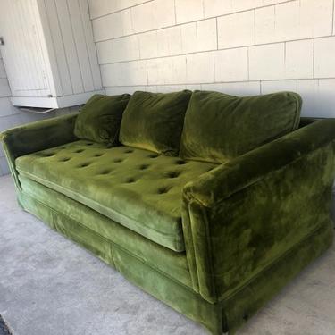 Midcentury Green Velvet Sofa