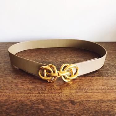 Vintage Dotty Smith Gold Buckle with Faux Leather Belt 