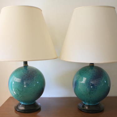 Mid Century Modern Pair of Pottery Lamps