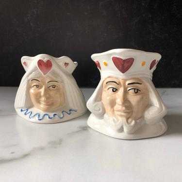 Vintage King and Queen of Hearts Sugar Bowl &amp; Creamer 