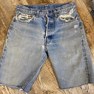 Vintage Perfectly Broken In and Thrashed 1970s Selvedge Levi 501s Cut-offs Jean Jorts 28” Waist 